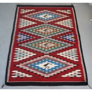 Vintage Navajo Native American Indian Pictorial Kokopelli Ganado Rug - 72" x 54"